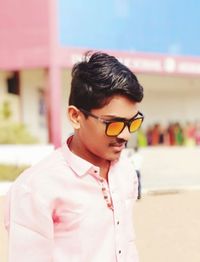 Portrait of boy wearing sunglasses