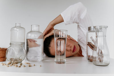 Close-up of bottles on table