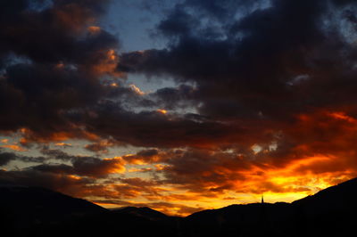 Scenic view of dramatic sky during sunset
