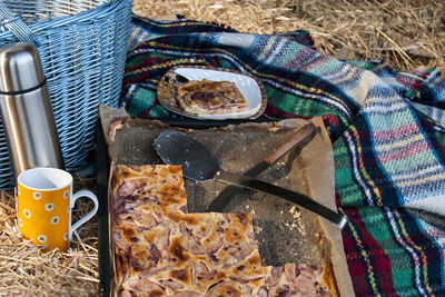 Detail shot of picnic food