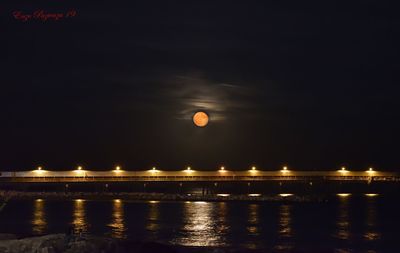 Scenic view of sea against sky at night