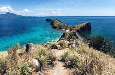 High angle view of sea against sky