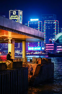 Illuminated building at night