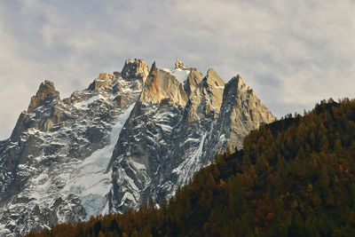 Low angle view of rock formations