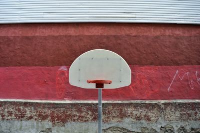 Close-up of basketball basket on wall