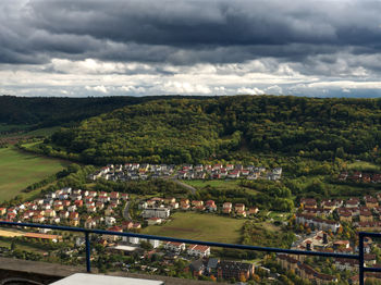 High angle view of townscape against sky