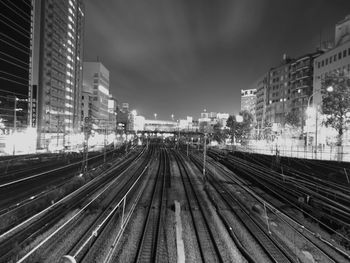 Railway tracks at night