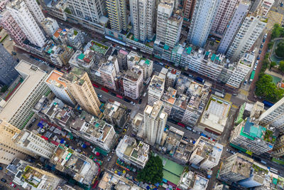 High angle view of buildings in city