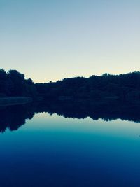 Scenic view of lake against sky at sunset