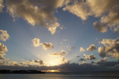 Scenic view of sea against sky at sunset