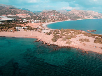 High angle view of beach against sky