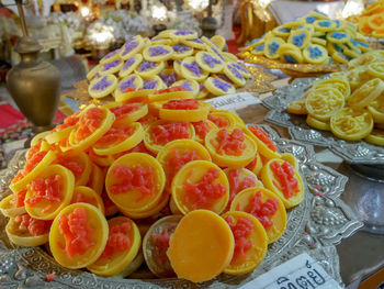 High angle view of various food in market