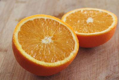 High angle view of orange on table