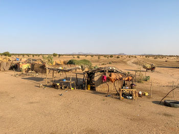 Scenic view of desert against clear sky