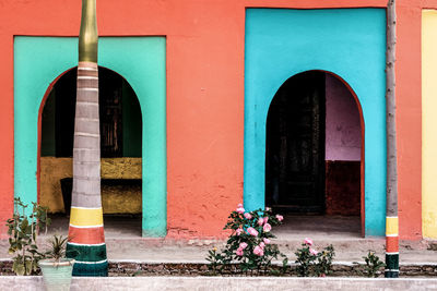 Colorful arch doorway to a secondary school