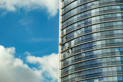 Low angle view of modern building against sky