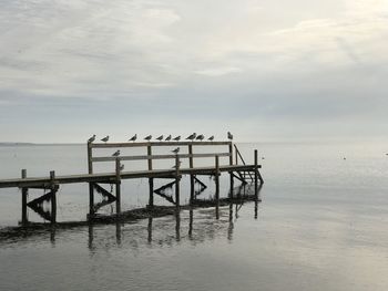 Pier on sea against sky