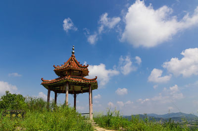 Low angle view of traditional building against sky