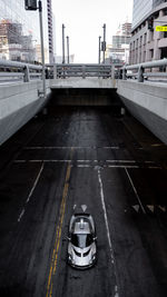 High angle view of cars on road