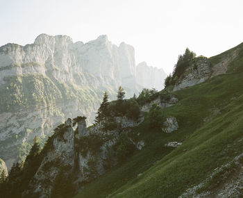 Scenic view of mountains against clear sky