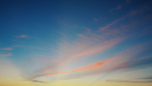 Low angle view of sky at sunset