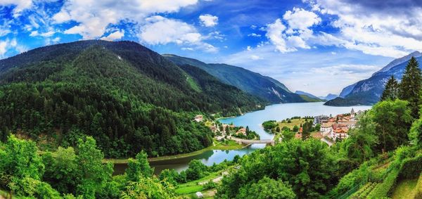 Panoramic view of mountains against sky