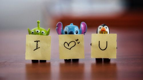 Close-up of toys on table