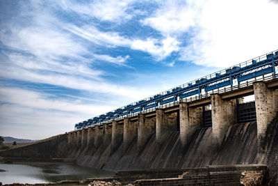 Low angle view of dam against sky