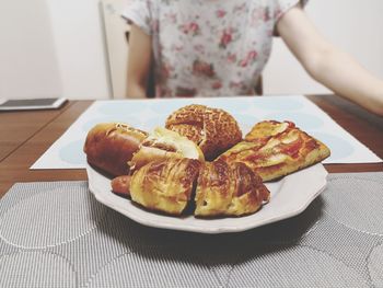 High angle view of breakfast on table at home