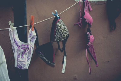 High angle view of bras