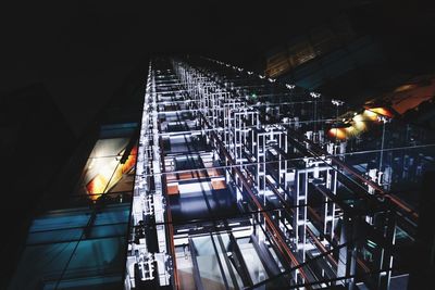 Low angle view of illuminated building at night