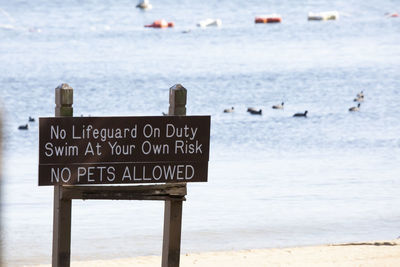 Information sign on beach