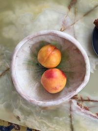 High angle view of fruits on table