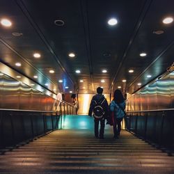 Blurred motion of woman in subway