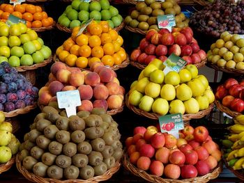 Various fruits for sale at market stall