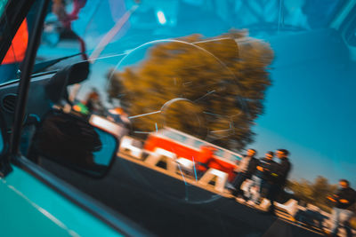 Blurred motion of car in amusement park