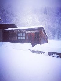 House against sky during winter