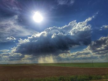 Scenic view of landscape against cloudy sky