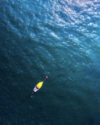 High angle view of people in sea