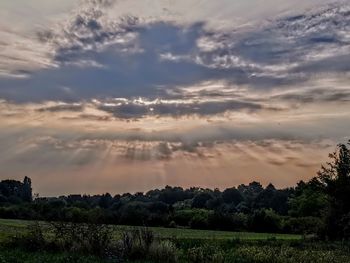 Scenic view of field against sky during sunset