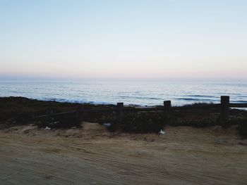 Scenic view of sea against clear sky