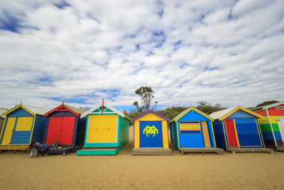 View of colorful houses on beach