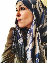 Close-up of thoughtful woman wearing hijab