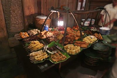 High angle view of vegetables for sale in market