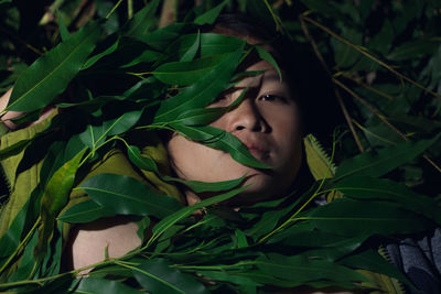 Portrait of woman in pond