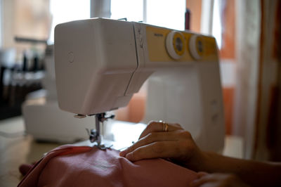 Close-up of sewing machine