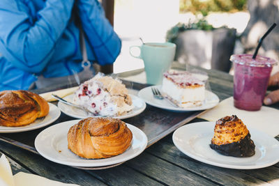 High angle view of food on table