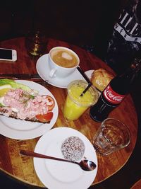Close-up of coffee cup on table
