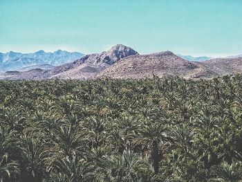 Scenic view of mountains against clear sky