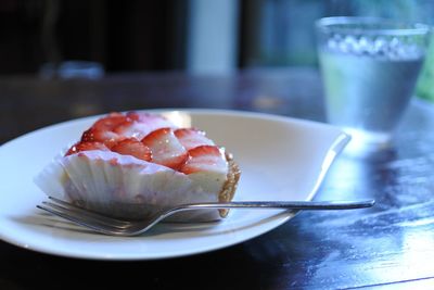 Close-up of ice cream in plate on table